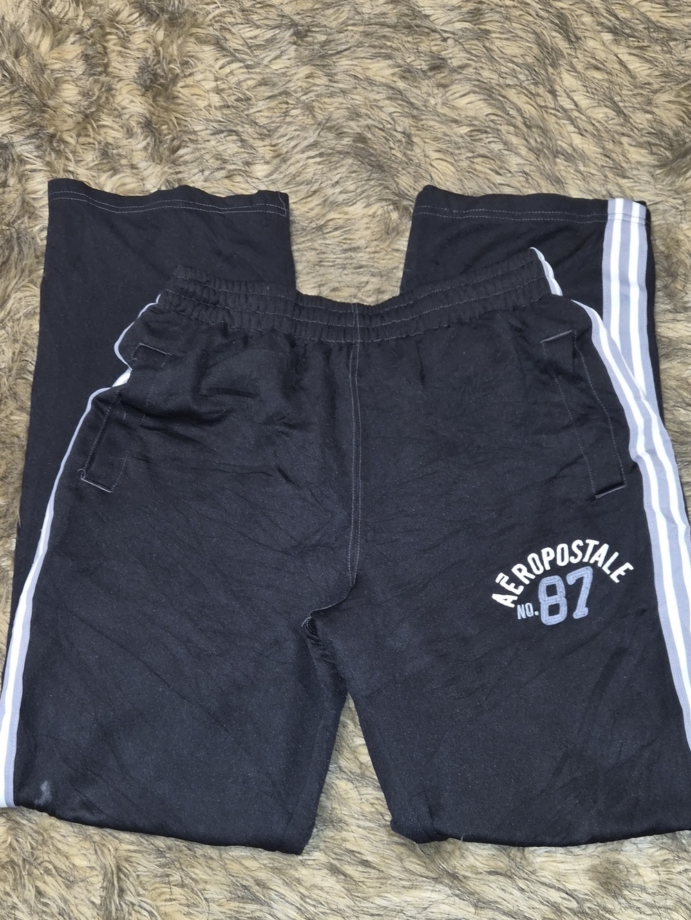 Aeropostale Black Jogger Pants with White Side Stripes